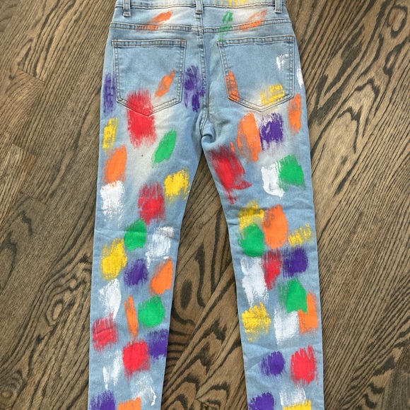 Girls Painted Jeans - size 8Y - Picture 2 of 3